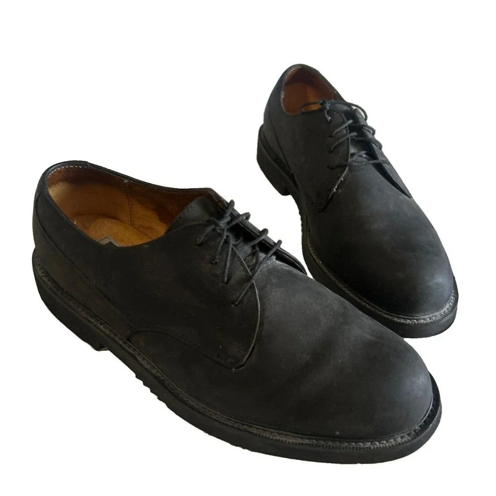 Florsheim Comfortech  Mens 9.5D Black Nubuck Plain Toe Casual Derby Dress Shoes